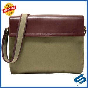 Men's Brushed Twill Messenger Crossbody Bag with Laptop Compartment